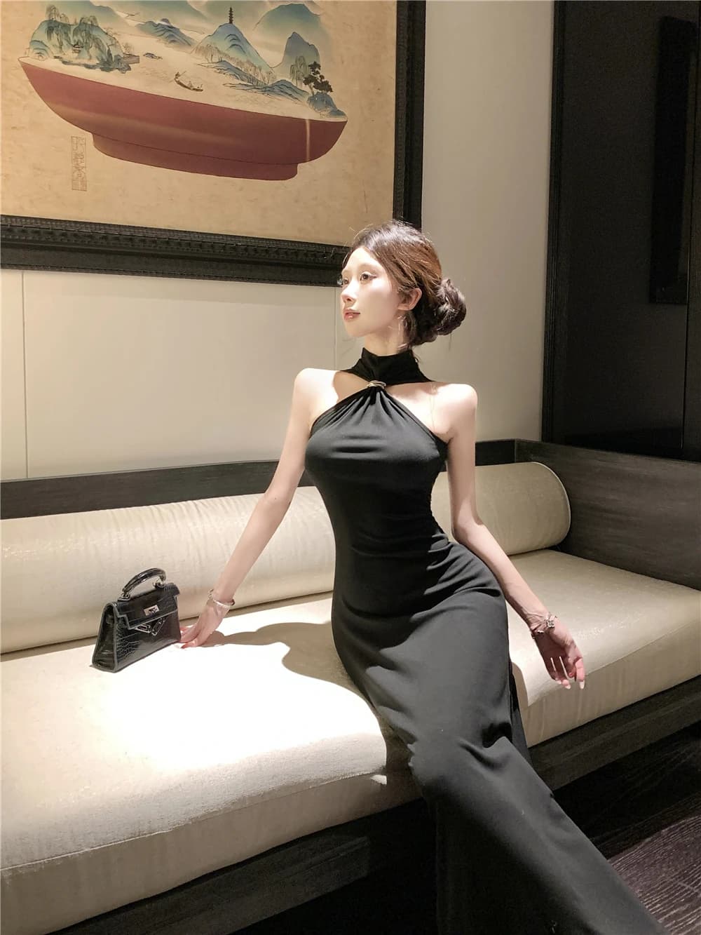 Ele Pure Desire Svel Ne Hanging Dr Gonna Long Wrapping Women's Fashion Modelling New Summer Collection
