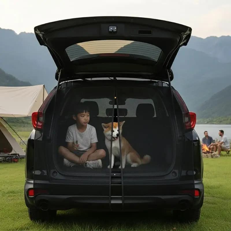 Magnetic Trunk Mesh Breathable Mosquito Resistant Environmentally Friendly Mesh Curtains SUV Tailgate Mosquito Net RV Summer