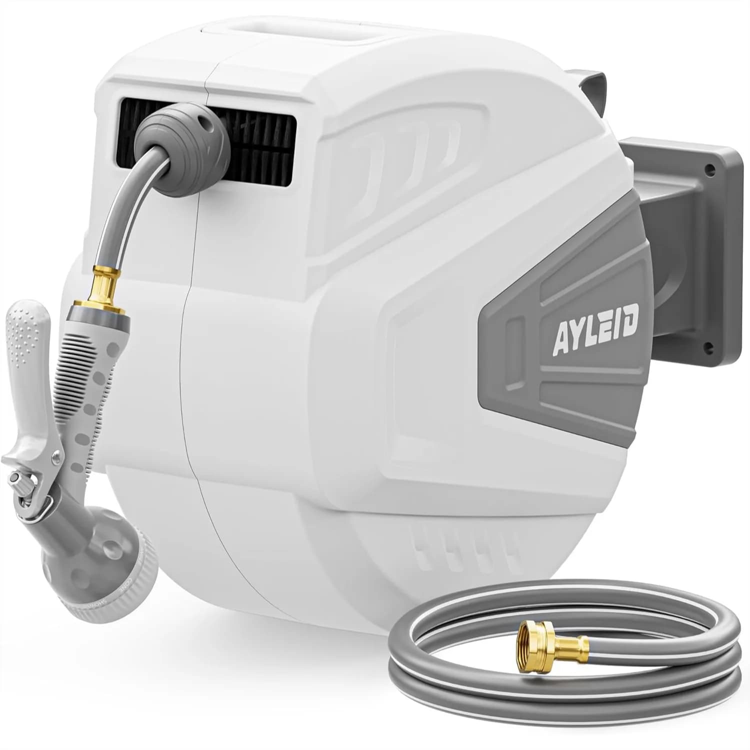 Avvolgitubo da Giardino Retrattile 1/2 pollice x 30 metri Montabile a Parete con Ugello a 9 Funzioni, Blocco per Qualsiasi Lunghezza e Sistema di Ritorno Lento, 180 °