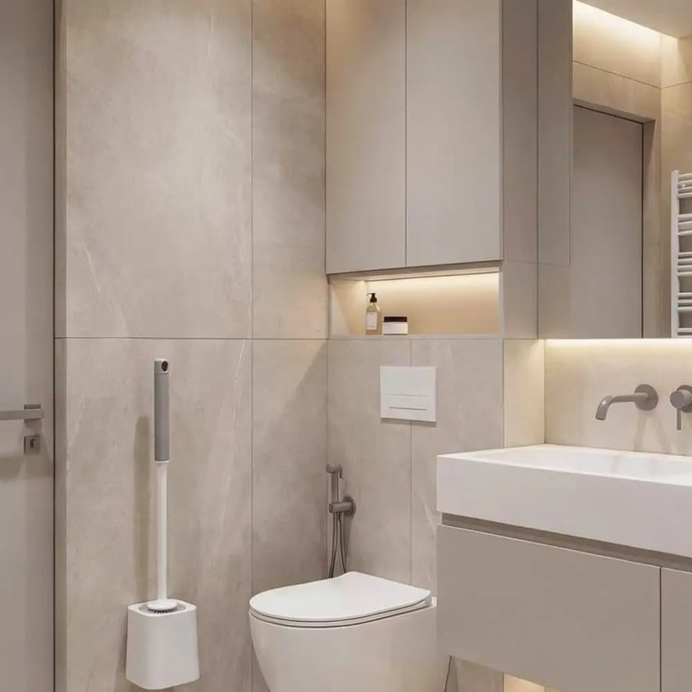 Space Saving Wall Mounted Toilet Brush Set Long Handle Scrubber Bathroom Cleaning Accessory For Efficient Deep Hygiene