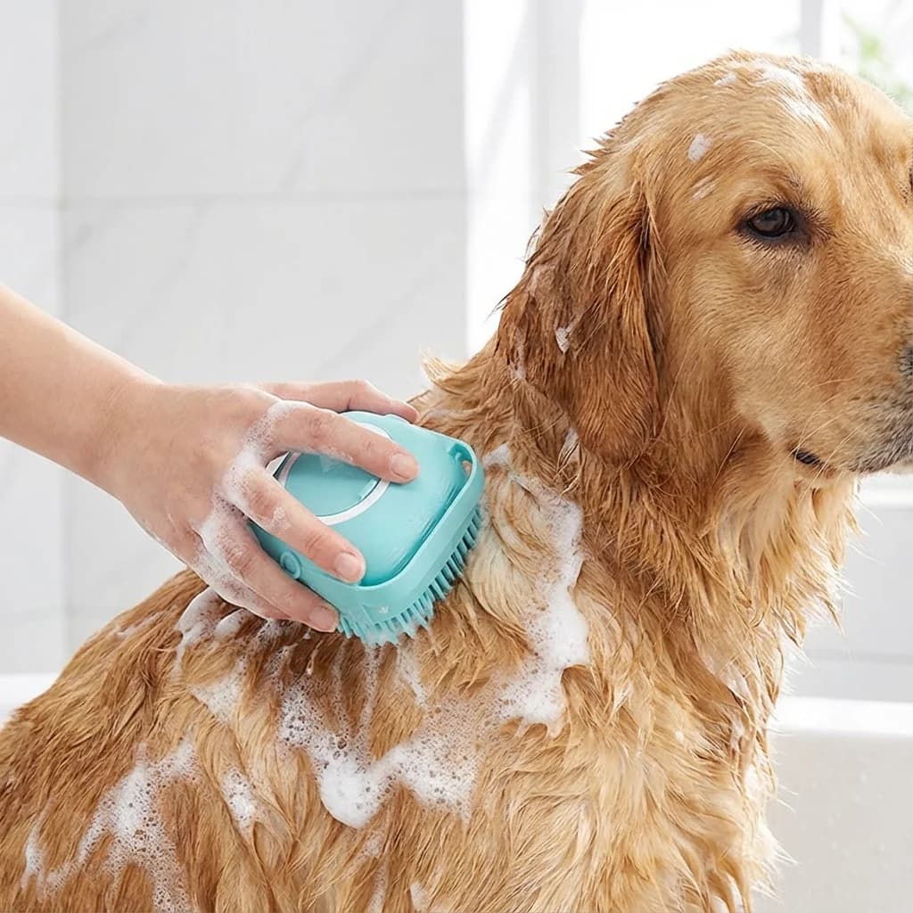 Spazzola per massaggio domestico con sorriso carino per la casa - Toelettatura e massaggio con denti morbidi in silicone Gadget per toelettatura 2 in 1 accogliente per cani e gatti