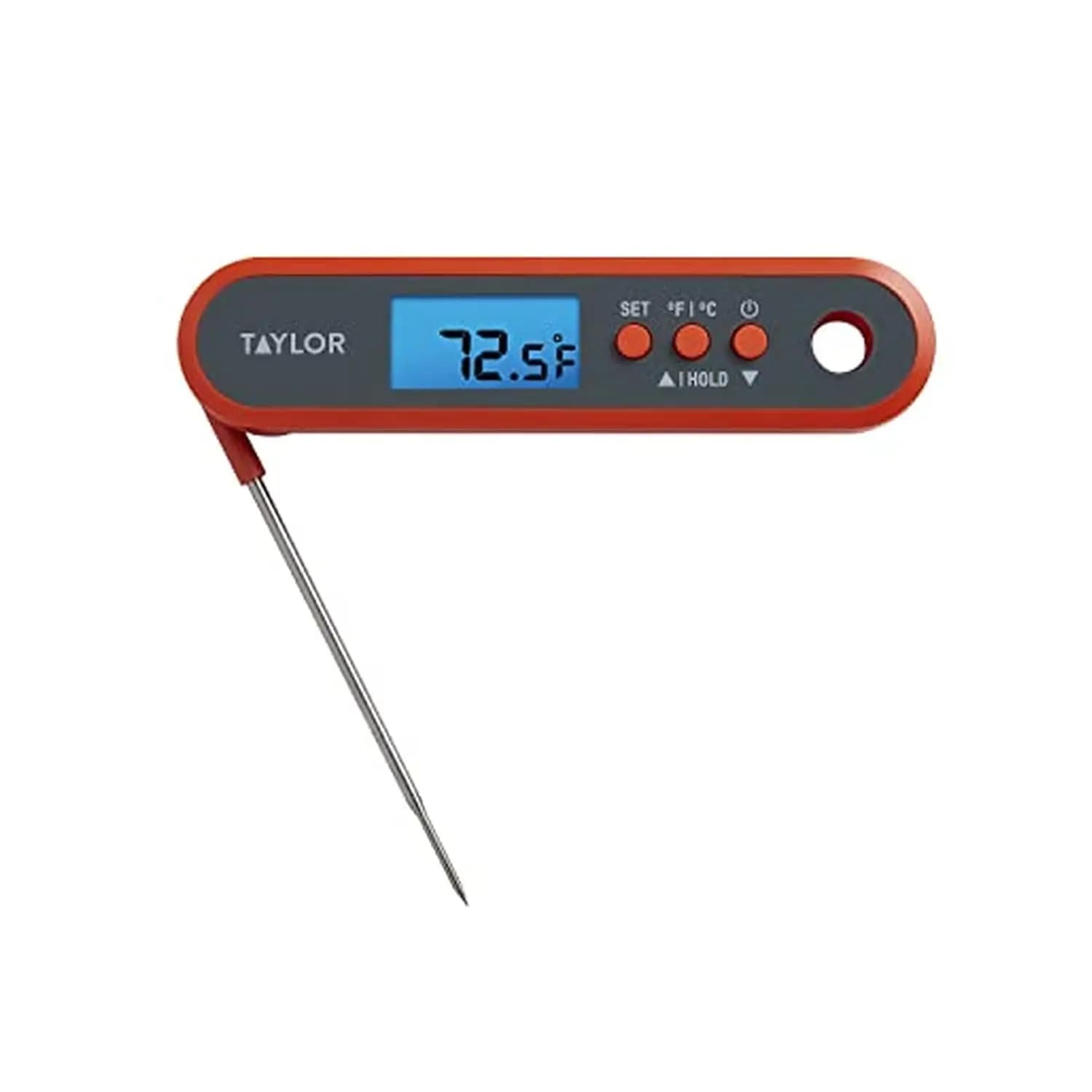 Waterproof digital kitchen thermometer with folding probe, programmable presets, backlit display for oven, grill, smoker