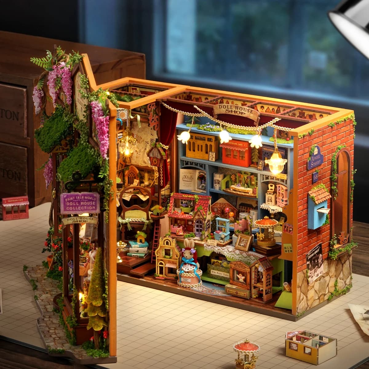 Kit casa delle bambole micro casa puzzle 3D modello di edificio set di giocattoli fatti a mano fai-da-te, decorazione della camera da letto artigianato in legno Natale
