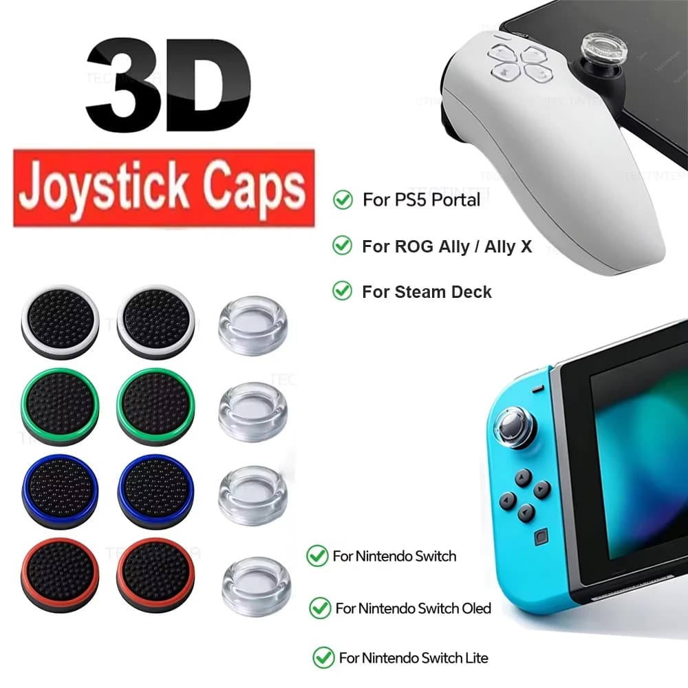 8 pezzi di copri joystick in silicone di ricambio per console PS5 Portal e controller Nintendo Switch/OLED/Lite.
