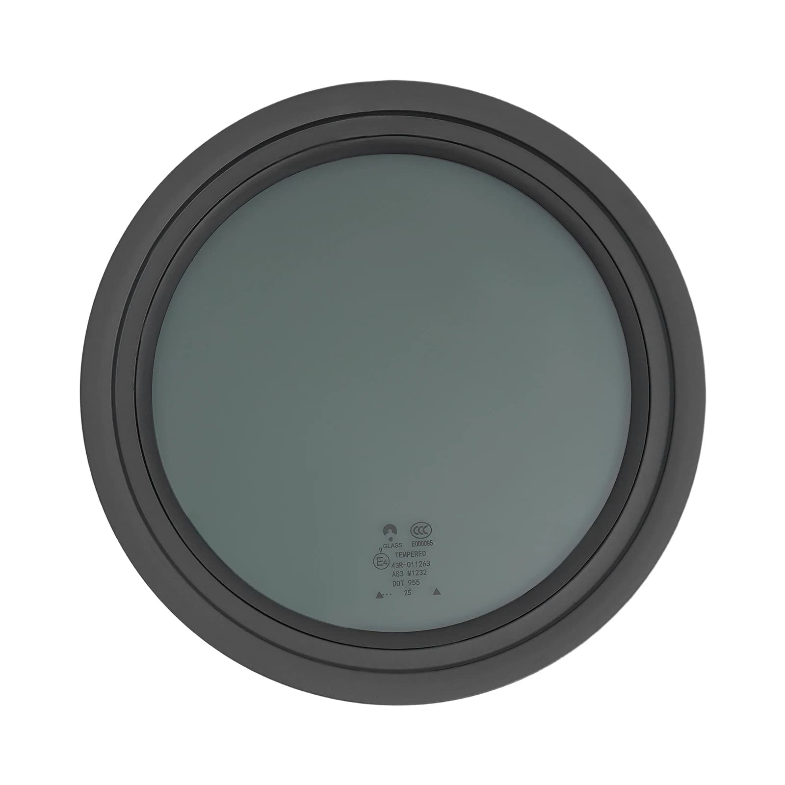RV Window, RV Trailer Window, Camper Window, 13 Inch Round Fixed Smoked Glass, Tempered Privacy Sunshade Window with Black Trim Ring, Sun Heat Proof, Easy Install, Impact Resistant, For Motorhome Caravan Travel Trailer Door Side Wall Replacement