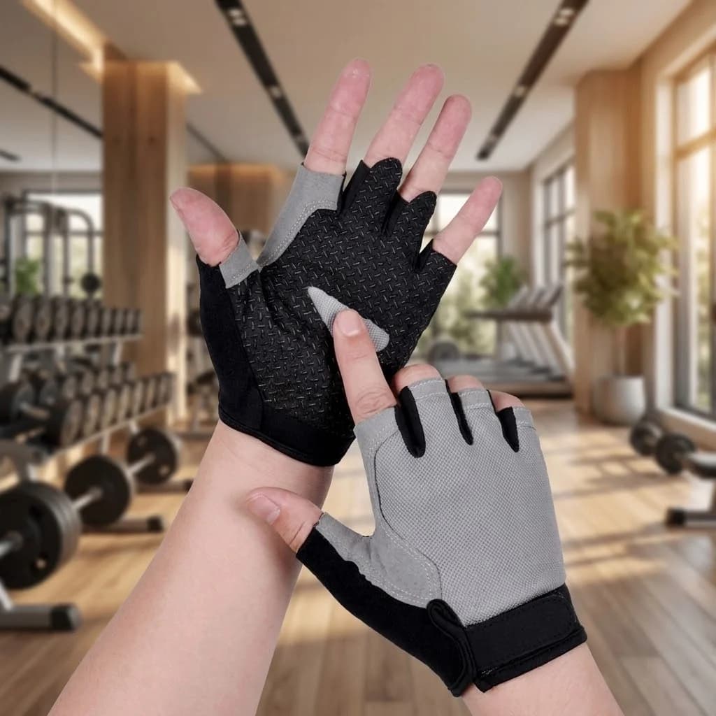 Guanti Portatili Senza Dita, Antiscivolo e Traspiranti, per Ciclismo, Elastici e Antiurto, Unisex, per Allenamento in Palestra