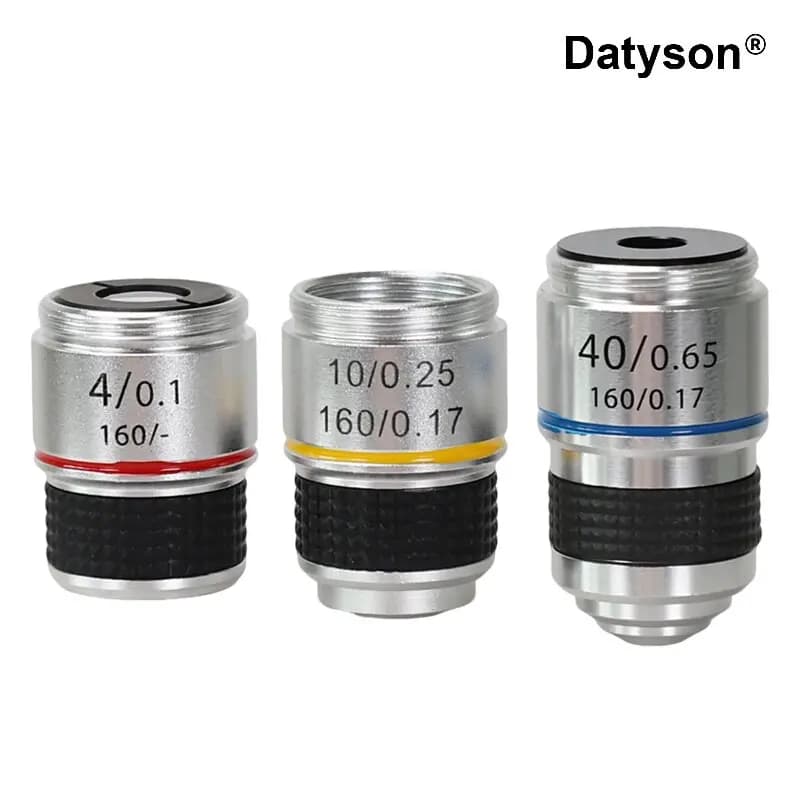 Set di obiettivi per microscopio acromatico filettato Rms in lega di alluminio Datyson 4X, 10X, 40X
