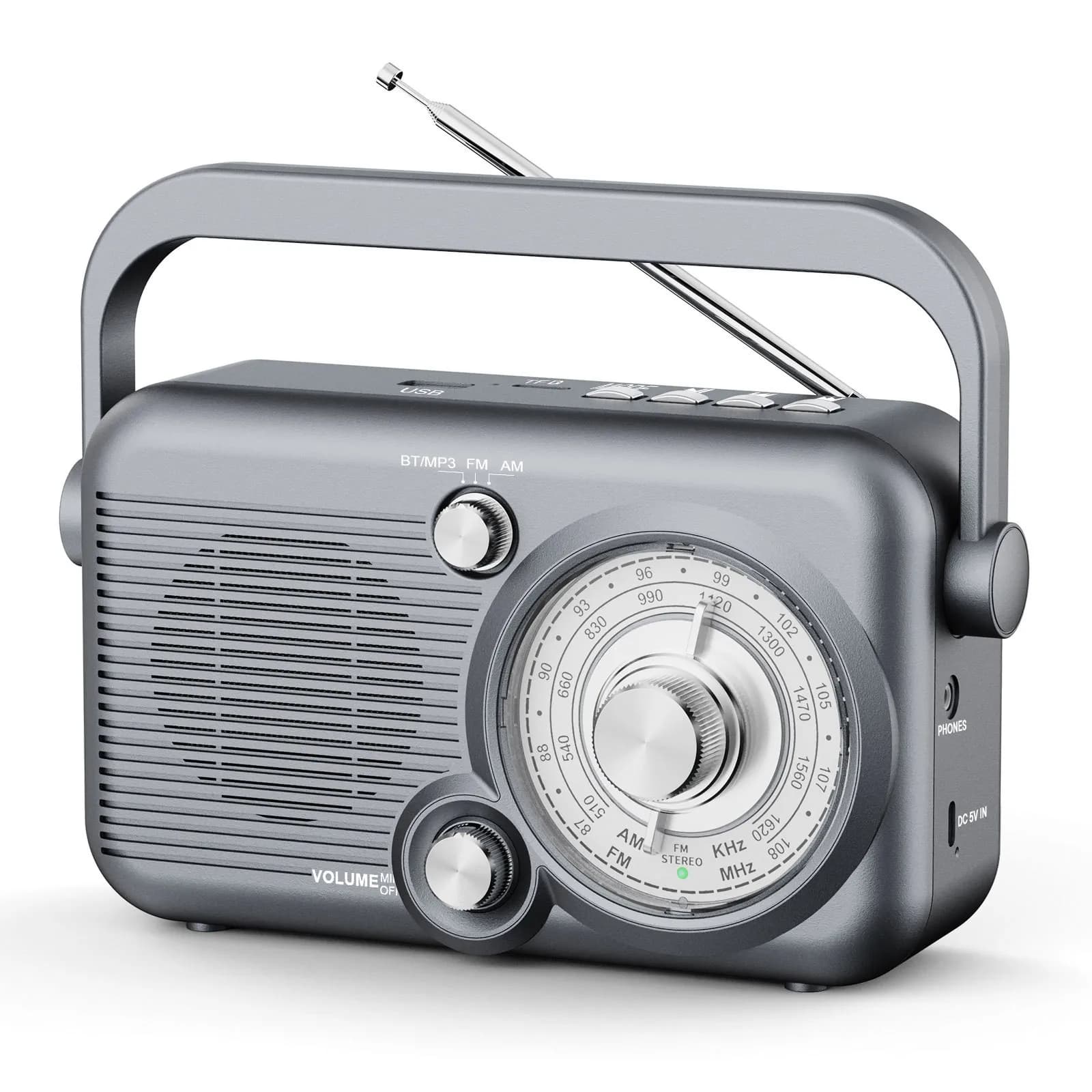 Scheda TF radio AM FM portatile, chiavetta USB Lettore MP3 Altoparlante Bluetooth mobile Riproduzione audio musicale ad alto volume Trasmissione USB