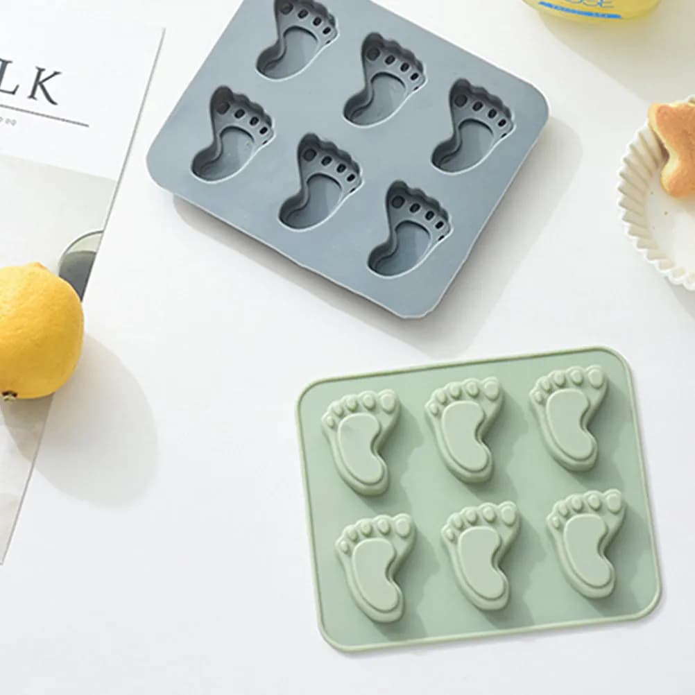 Set di 4 Stampi a Forma di Impronta in Silicone per Fondente, Cioccolato e Torte, Utensile da Forno per Decorazioni Domestiche