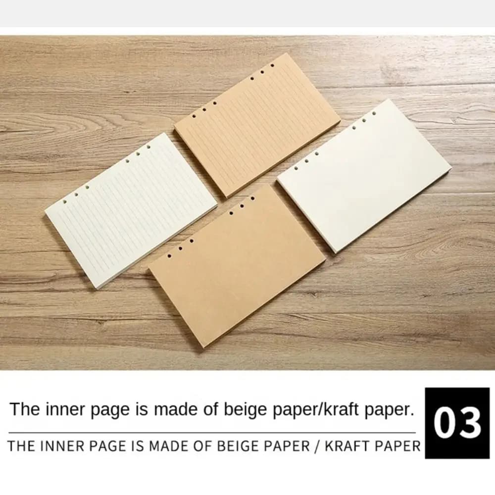 80 fogli di carta Kraft a fogli sciolti di carta A5/A6/A7 linea orizzontale/accuino vuoto ricarica di carta blocco note all'interno di carta ufficio scolastico