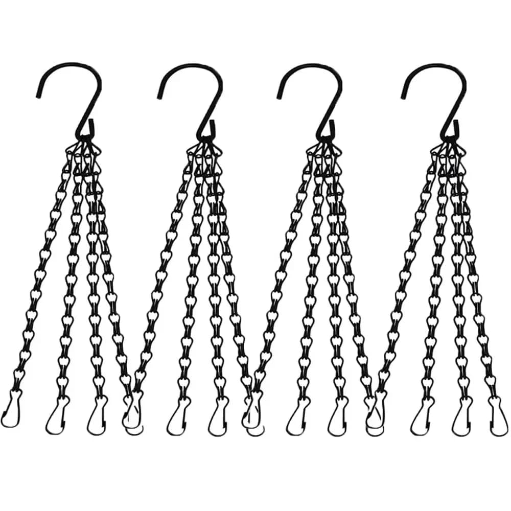 Catena a 4 fili in metallo per cesti pensili con ganci, 4 pezzi da 16 pollici, catena per vasi di fiori e piante, appendi piante di ricambio per interni ed esterni