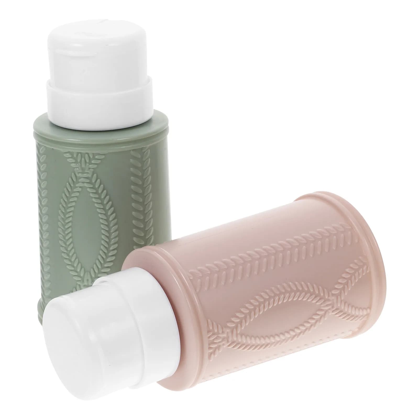 2 dispenser bottles for enamel, rechargeable, with pressure pump, for liquids, leakproof, travel, empty, to remove make-up