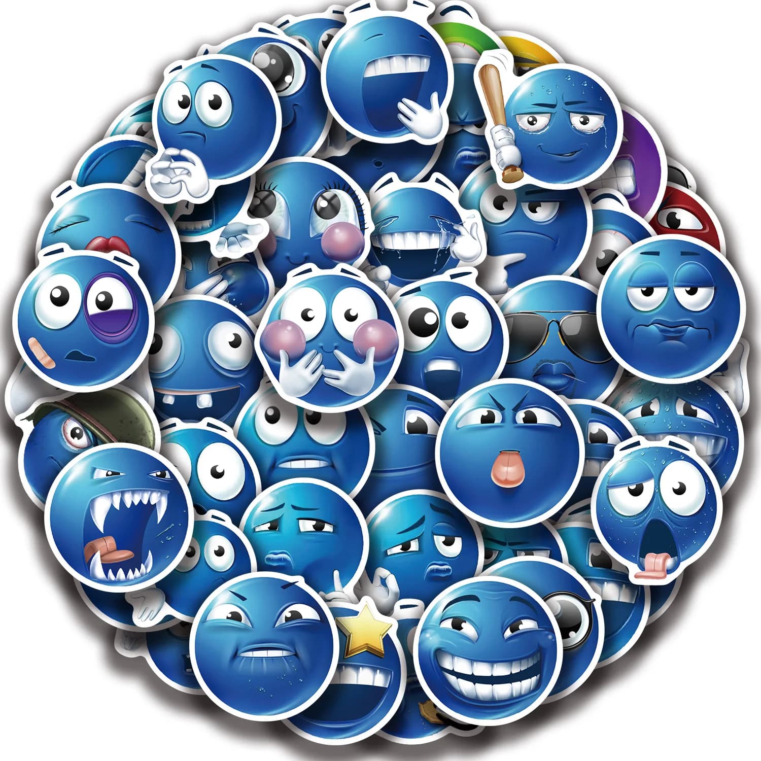 10/30/50Pcs Obscene Blue Beans Graffiti Sticker for Suitcase Skateboard Laptop Luggage Phone Styling DIY Decal Pegatina