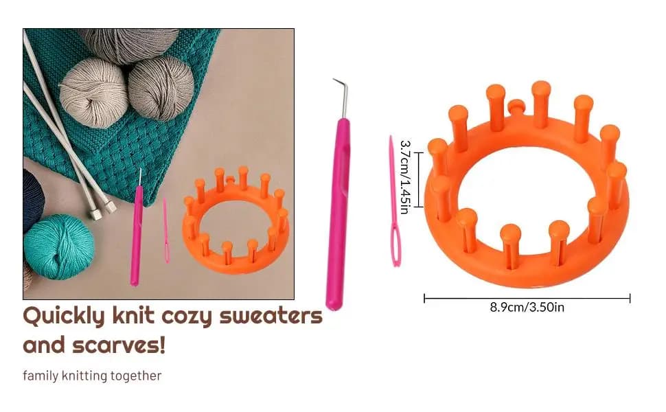 Lightweight Round Knitting Loom Kit for Beginners DIY Yarn Craft Weaving Tool for Hat and Socks