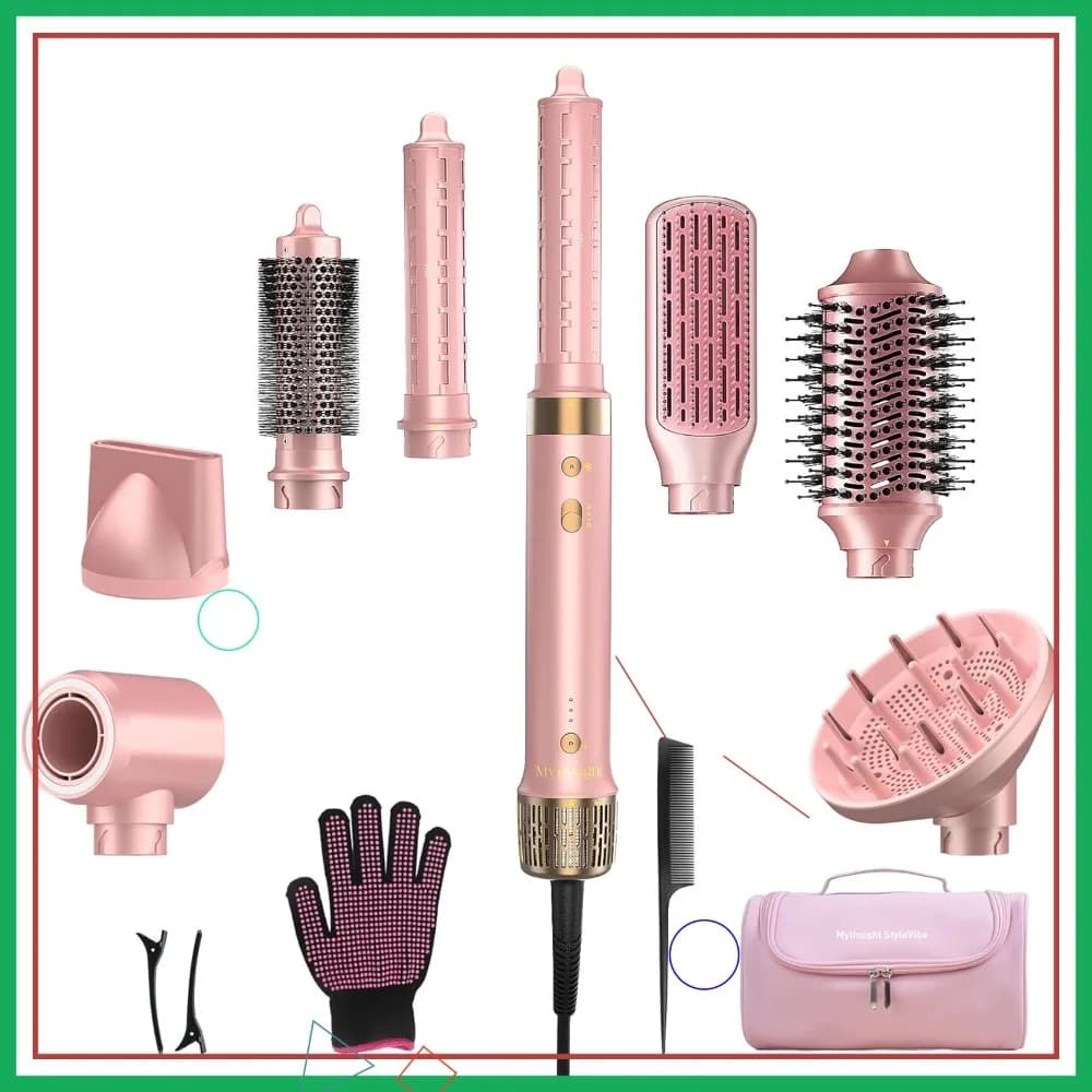 Styler ad aria 8-in-1 e asciugacapelli con custodia da viaggio - Arricciatura automatica, asciugatura rapida, volume senza effetto crespo