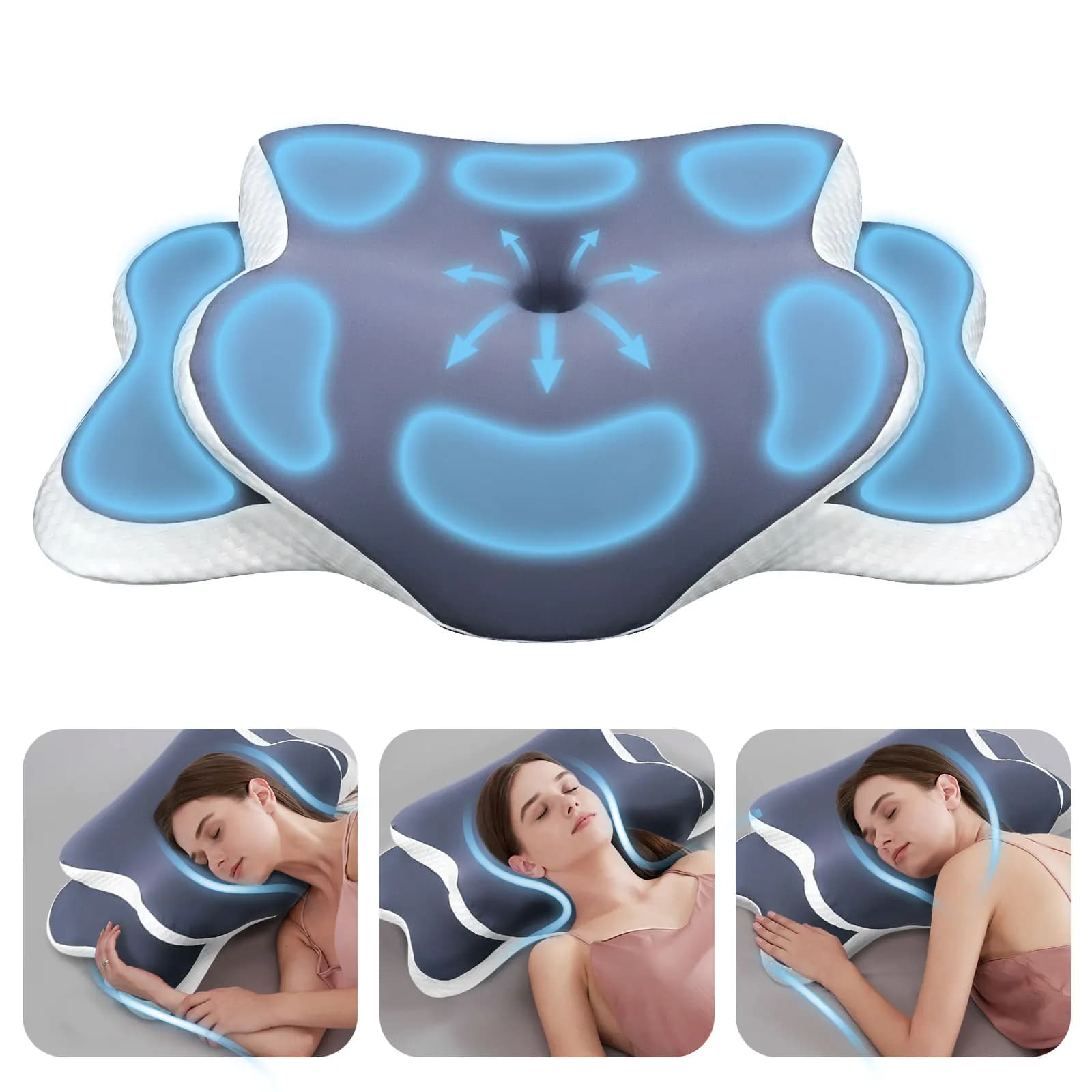 Cuscino in Memory Foam per il Collo, Cuscino Cervicale Ergonomico Ortopedico per Alleviare il Dolore al Collo, Supporto per Dormire su Fianco, Schiena o Stomaco, Idea Regalo