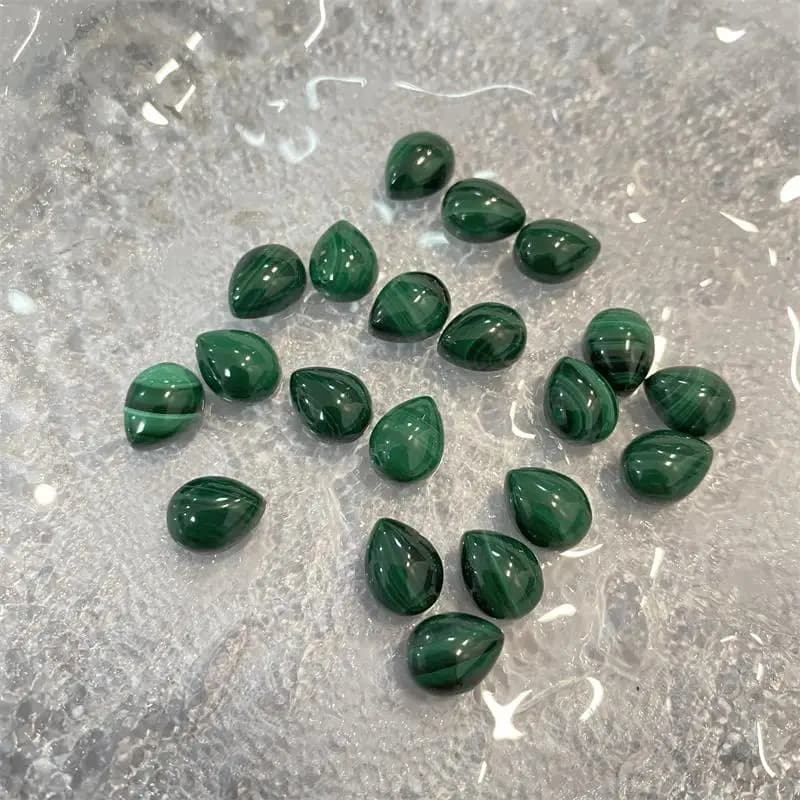 1PC Malachite Drop 8x10mm Cabochon Loose Stones for Jewelry Making Ring Pendant DIY