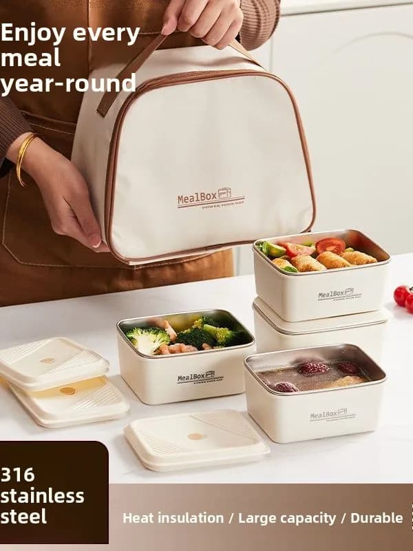Contenitore Termico Portatile Multistrato in Acciaio Inossidabile per Pranzo, 36 Scomparti, Facile da Pulire, Forma Quadrata per Ufficio