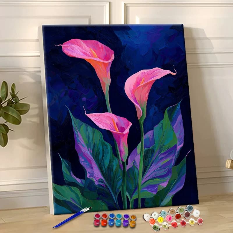 Painting By Numbers Pink calla lily Acrylic Paint Canvas Dropshipping Portrait Family Children Photo Christmas gifts