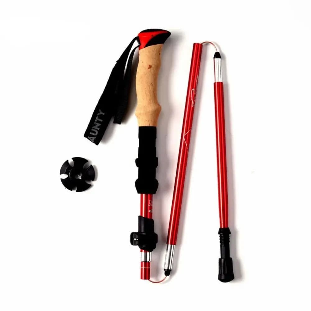Ultralight Aluminum Outdoor Trekking Poles 5 Section EVA Cross Country Cane Colorful Folding Wading Staff Men