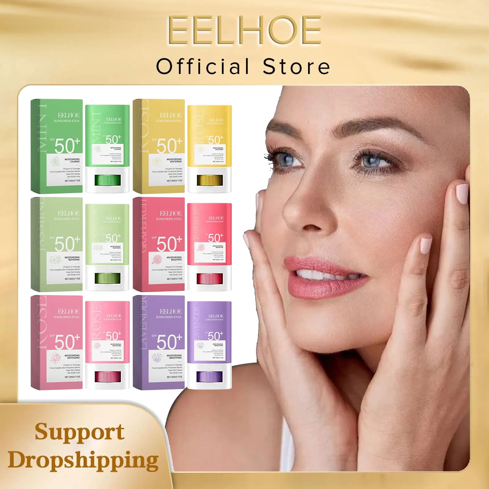 EELHOE Rose Sun Screen Cream Spf 50 per la cura del viso prodotti per la cura della pelle schiarenti controllo dell'olio crema di protezione UV alla menta impermeabile
