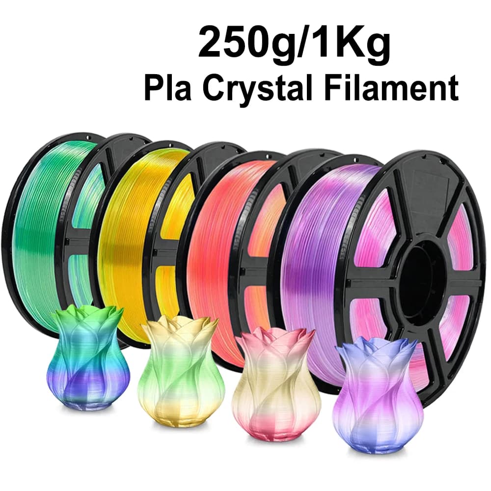 250g/1Kg PLA Trasparente Viola rosso Filamento sfumato 1.75mm pla giallo arancione Cristallo sfumato blu verde Materiale stampante 3D