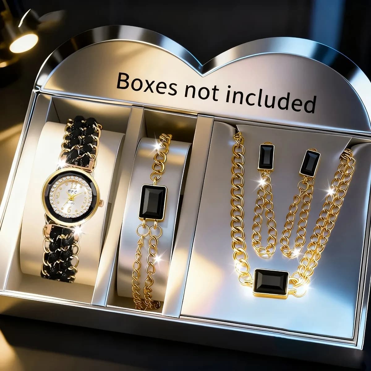 5 Piece of Luxury Rhinestone Watches Women's Fashion Jewelry Set Braided String Bracelet Women's Quartz Watch Reloj Mujer (No Box)
