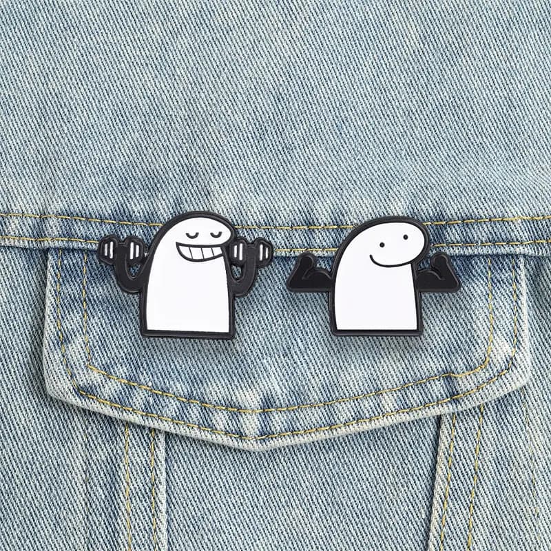 Gym Workout Flork Meme Enamel Dumbbell Weightlifting Muscle Flex Brooches Badge Fitness Lover Jewelry Gift for Friends
