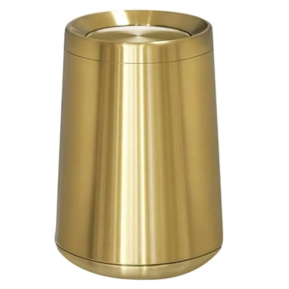 Cestino per Rifiuti in Acciaio Inox Spazzolato da 10L con Coperchio Ribaltabile per Bagno, Camera da Letto, Ufficio, Oro