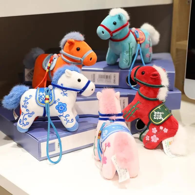 1 pezzo 2026 Anno del Cavallo Della Mascotte Peluche Ciondolo Morbido Realistico Regalo Neonato Pony Doll Decorazione Della Casa Ornamento