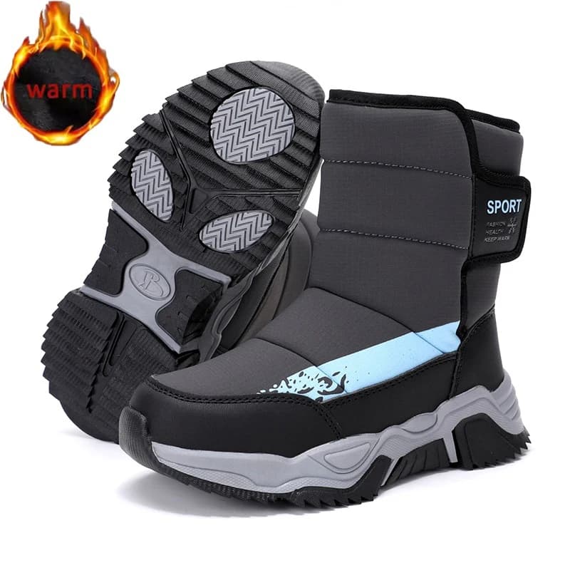 Ragazzi Ragazze Stivali da neve Scarpe invernali impermeabili Scarpe a piedi nudi per bambini Scarpe da ginnastica minimaliste invernali con punta larga Stivali in cotone caldo antiscivolo