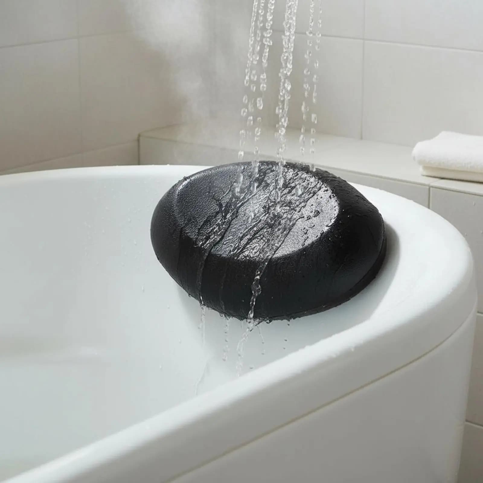 Poggiatesta per Vasca da Bagno in PU, Morbido e Confortevole, con Ventose, Design Ergonomico, Cuscino per Vasca con Fissaggio a Ventosa