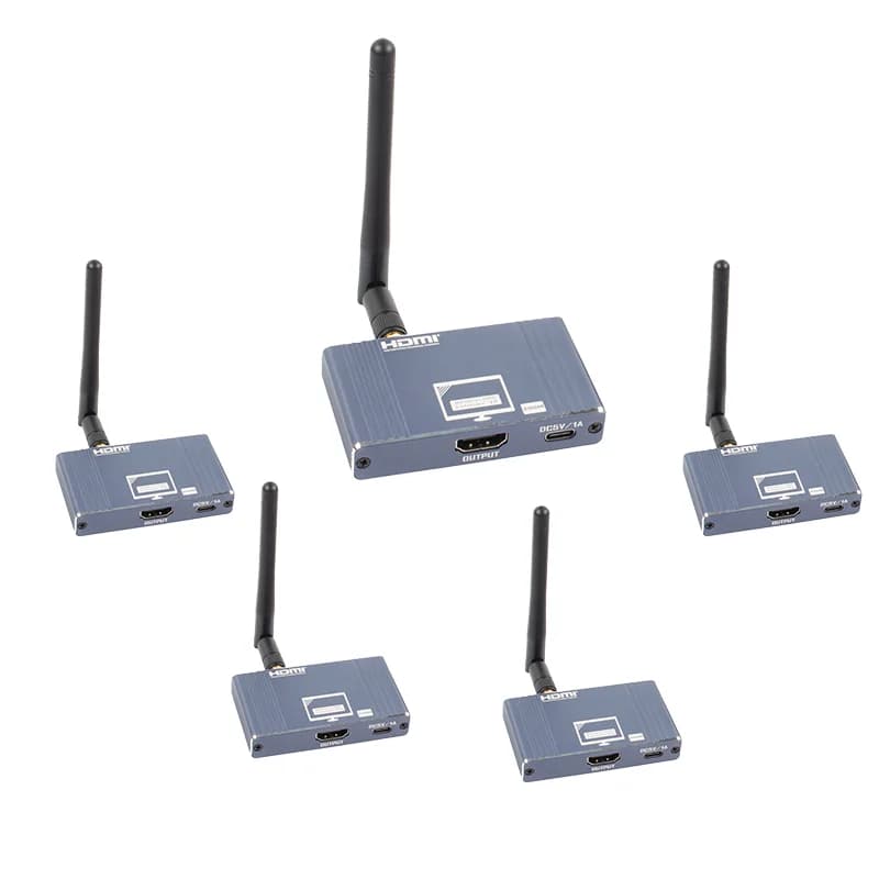 Extender HDMI Wireless 200m, Trasmettitore e Ricevitore WiFi 5.8G 1080P 60Hz, 1TX a 1/2/3/4 RX, Trasmettitore Video a Lungo Raggio in Lega di Alluminio