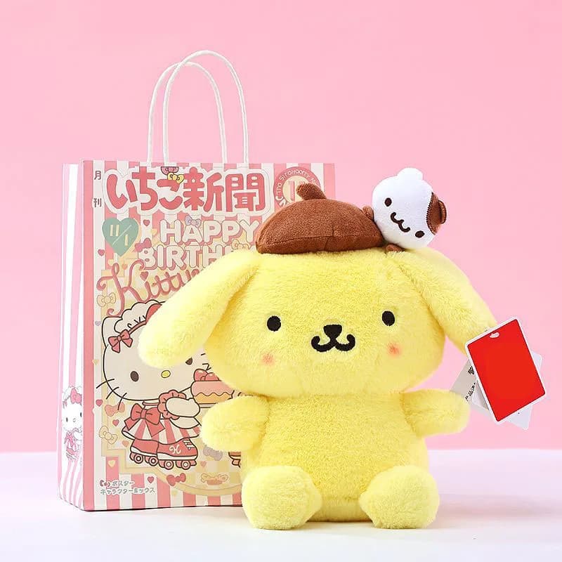 Sanrio Licensed Pompompurin Plush Doll Cute Yellow Dog Stuffed Toy Soft Fluffy Plush Pillow Birthday Christmas Gift For Girl Fan