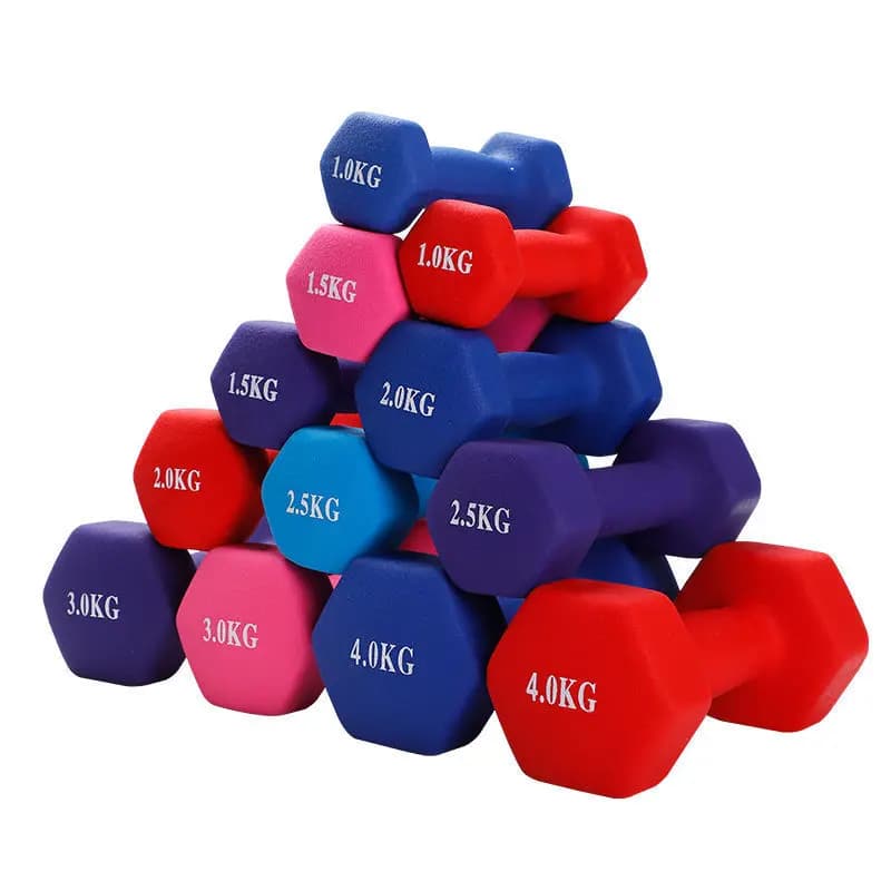 Set di pesi liberi da palestra immerso in plastica colorata Set di manubri a forma esagonale da 10 kg 20 kg per allenamento a casa Materiale in gomma, ferro e acciaio