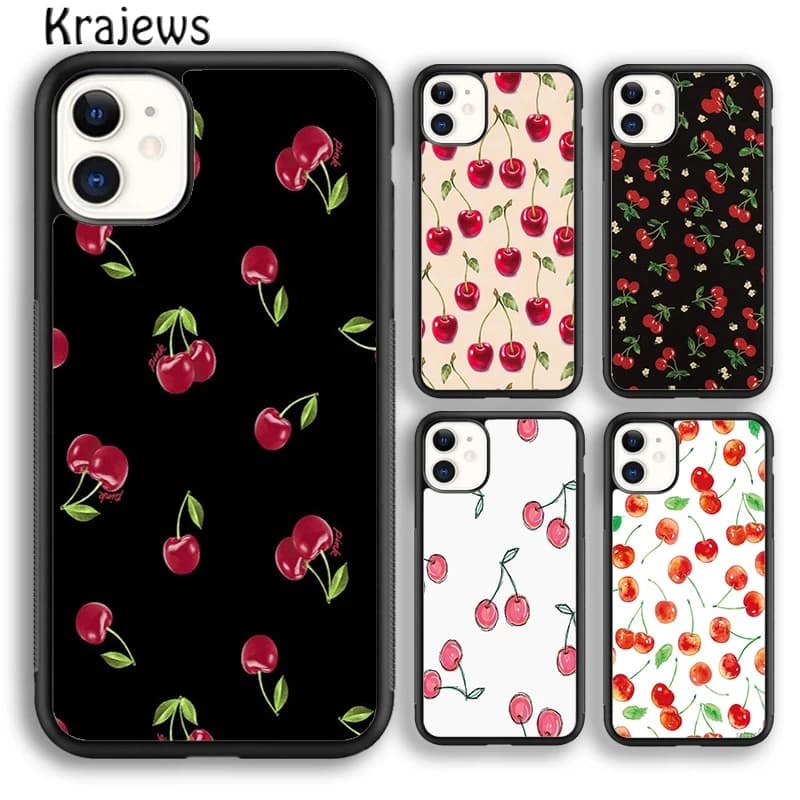 Cover per telefono Krajews Black Pink Cherry per iPhone 17 Air 16 15 14 Plus 12 13 Pro Max - Custodia Protettiva