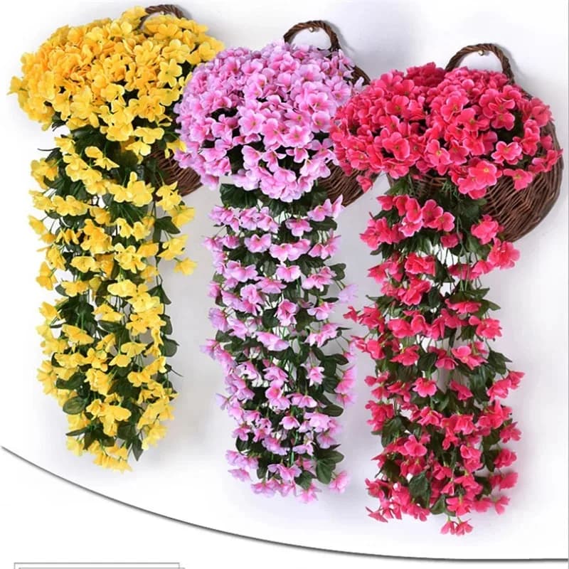 100 cm viola fiore artificiale decorazione del partito simulazione San Valentino matrimonio appeso a parete cesto fiore orchidea fiore finto