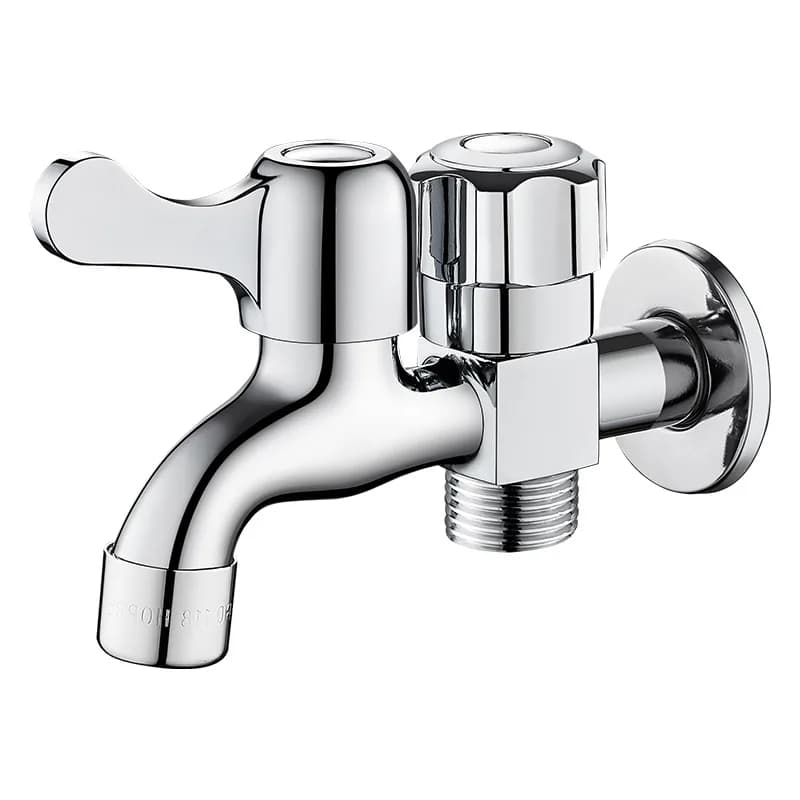 Interruttore dell'acqua del rubinetto con doppia uscita dell'acqua in acciaio inossidabile Rubinetto per piscina con mocio uno in due fuori Lavatrice ad acqua doppia Rubinetto per acqua doppia