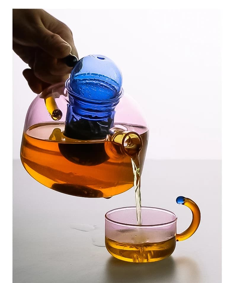High contrasting temperature resistant glass teapot, teapot filter, small cup, teapot, electric stove for domestic use