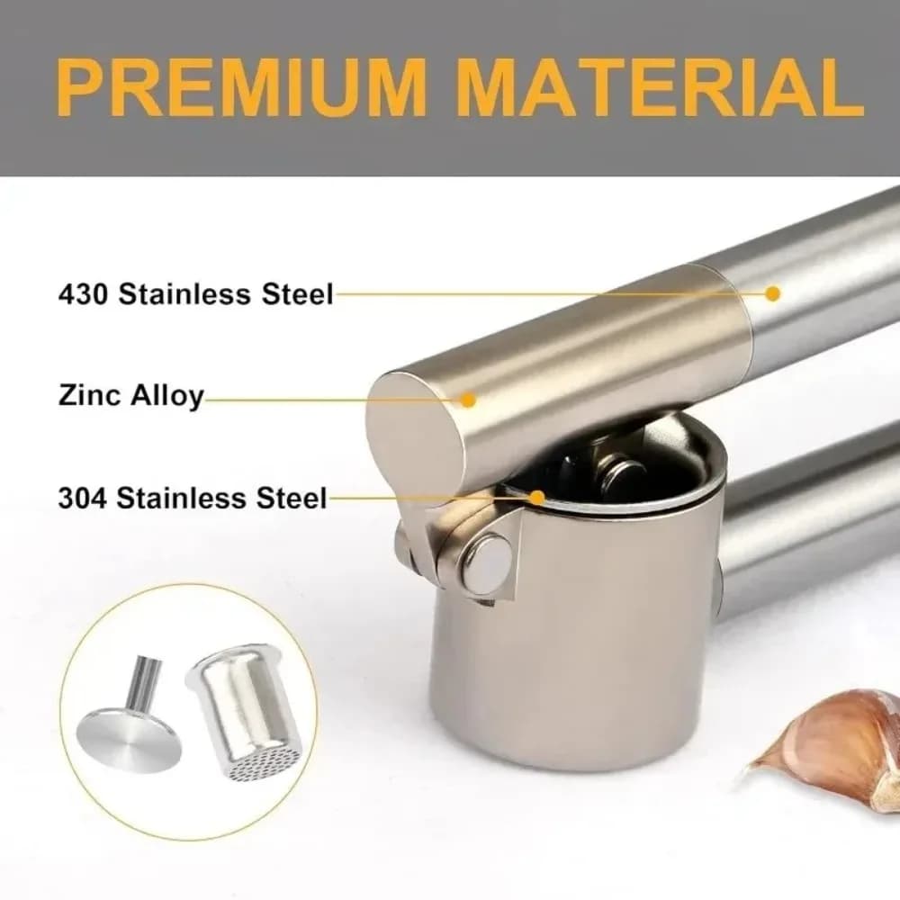 Set di Spazzole per Pulizia, Spremiaglio Manuale in Acciaio Inossidabile, Tritatutto per Aglio, Utensile da Cucina Fai-da-te, Spremiaglio e Pelaglio