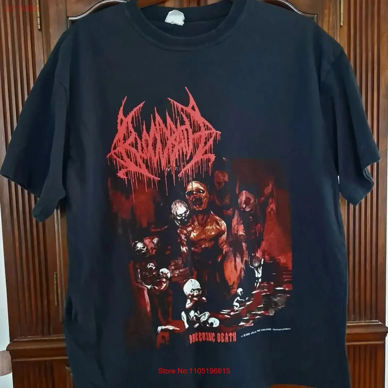 BLOODBATH Breeding Death T Shirt Black XL 2006 Entombed Morbid Angel vintage Washed Casual fashion Slightly Stretched
