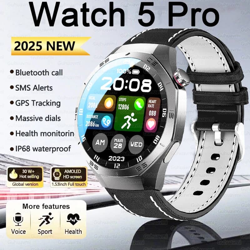 2026 New Watch 5 Pro GPS Track Men's Watch Smart Watch 360*360 AMOLED NFC BT Screen Call Waterproof Health Monitor Woman Smartwatch