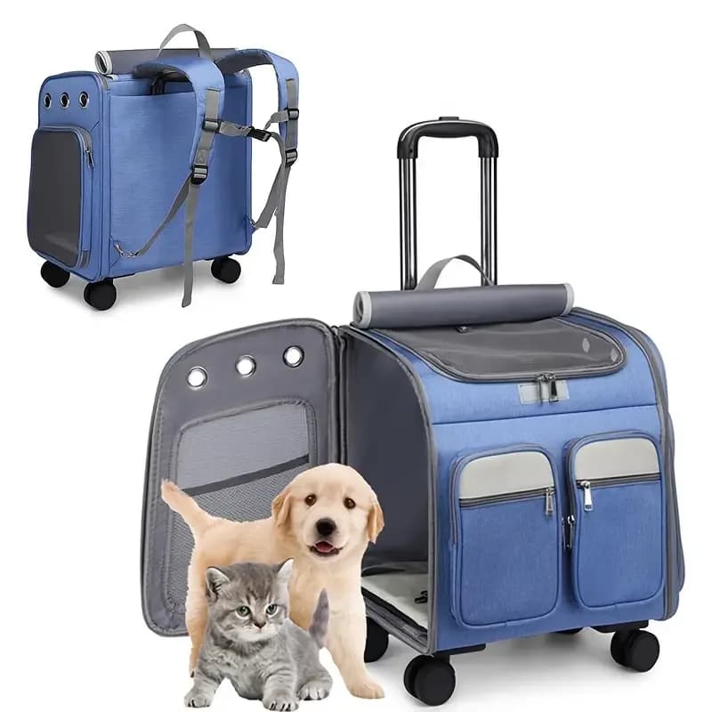 Wheeled Pet Carrier Backpack Cat Travel Carrier with Stroller Car Seat for Small Dogs Cats Puppies Comfort