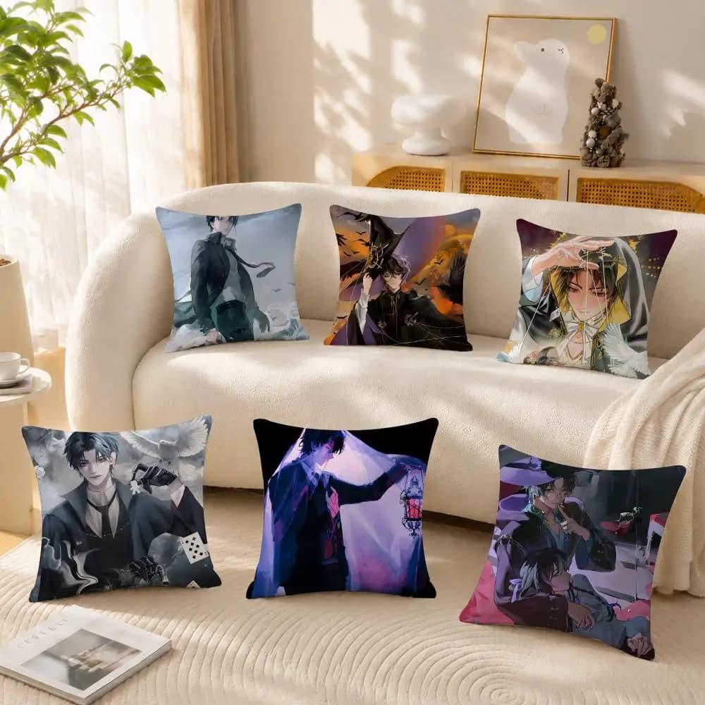 Lord of Mysteries anime Cushion Cover Anti-dustmite Pillowcase Invisible zipper silky short plush Sofa cushion cover