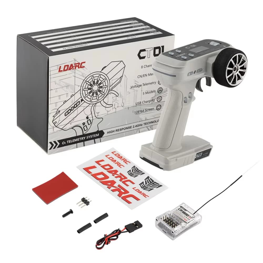 LDARC CT01 2.4G 8CH Sistema di controllo radio per auto RC bidirezionale Trasmettitore Telecomando LCD / Ricevitore CR1800 / Ricevitore CR1400M