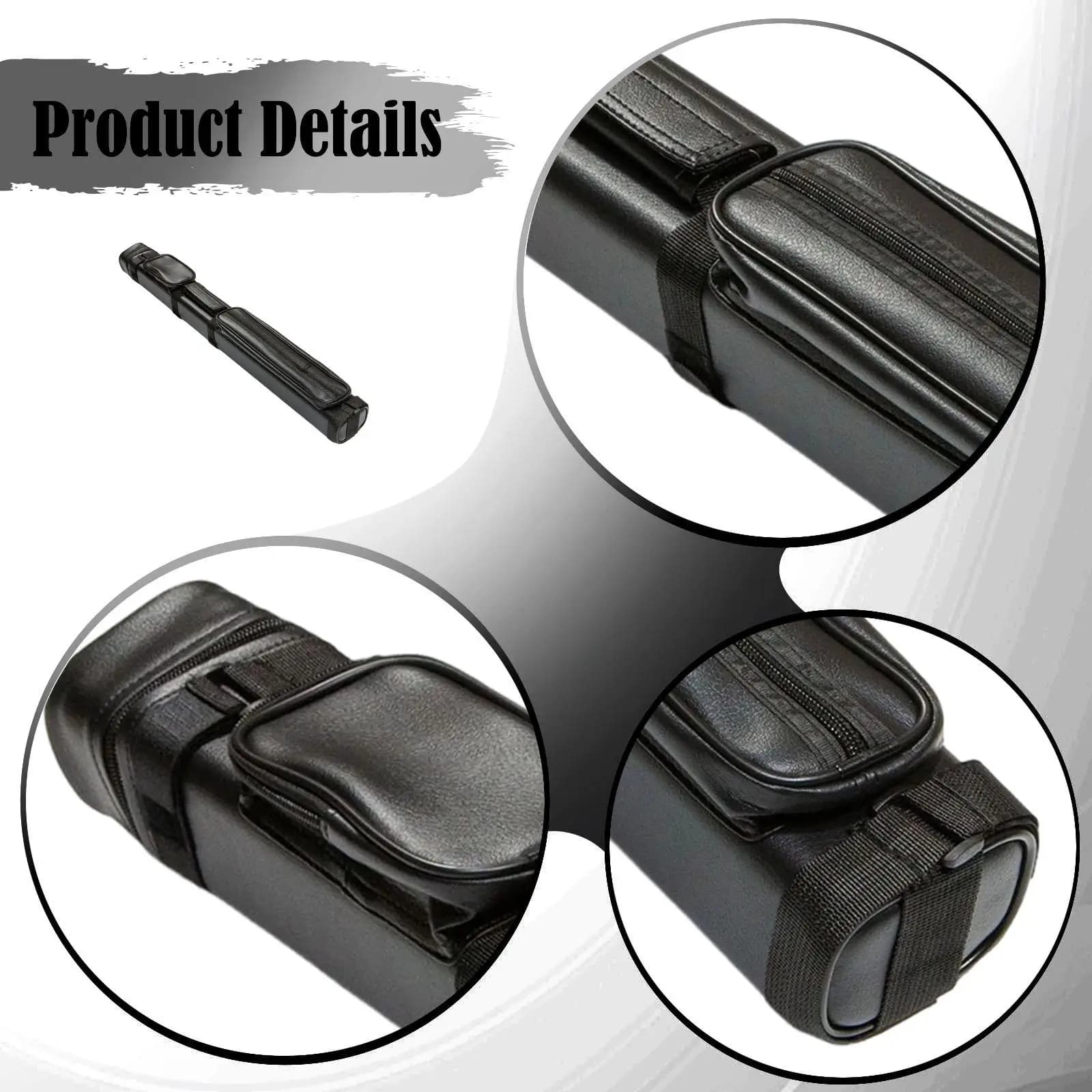 Borsa Porta Stecca da Biliardo in PU, Custodia Protettiva per Stecca da Pool 1/2 con Tasca per Accessori