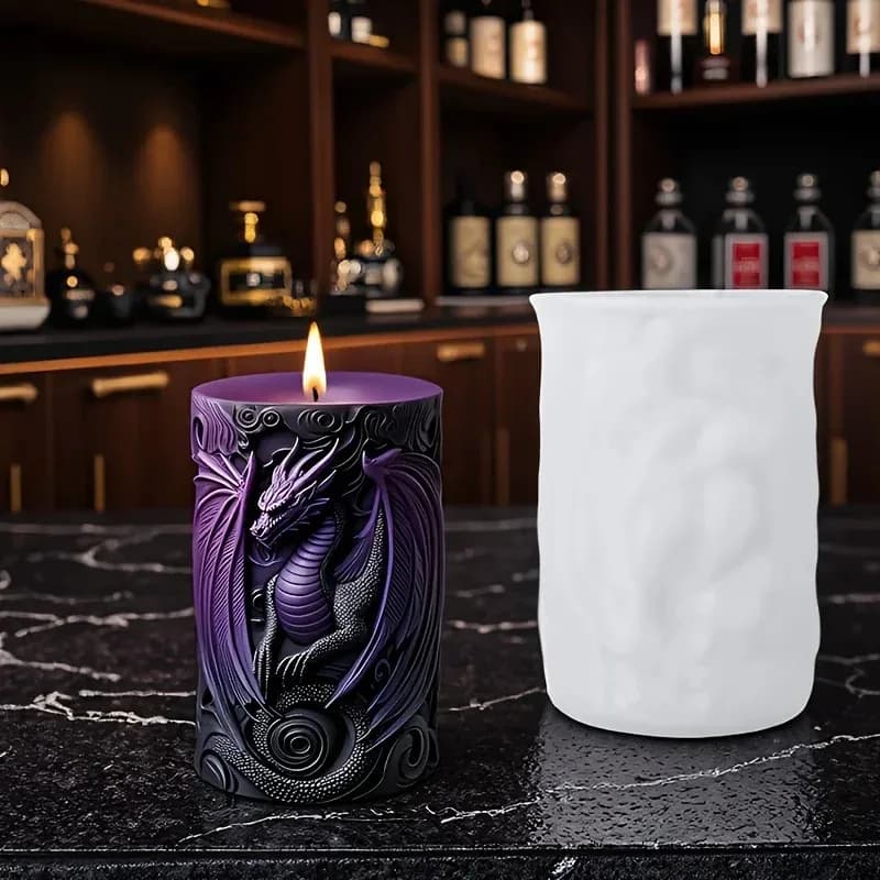2026 Latest Model Dragon-Shaped Candle Mold - 3D Embossed Dragon Design with Intricate Scale Wings Reusable Silicone Candle Make