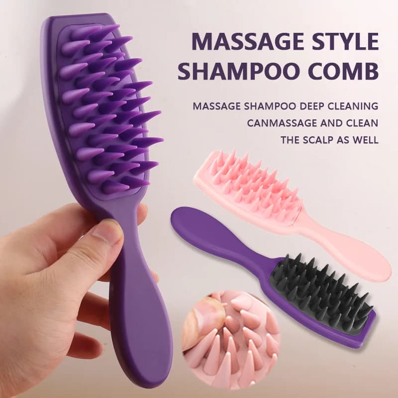 1 pz manico Shampoo spazzola morbida cura dei capelli Silicone massaggio del cuoio capelluto pettine doccia capelli spazzola per la pulizia estesa Scrubber per capelli del corpo
