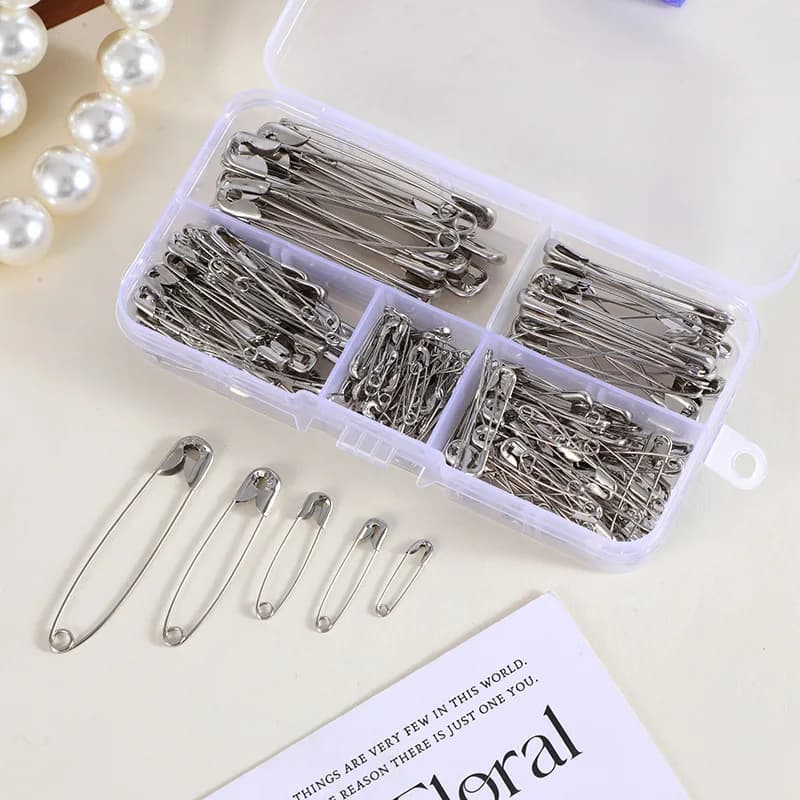 260Pcs/box Safety Pins 19/27/32/45/55mm Durable Pins Brooch For Clothes Positioning DIY Crafts Sewing Tools Accessories