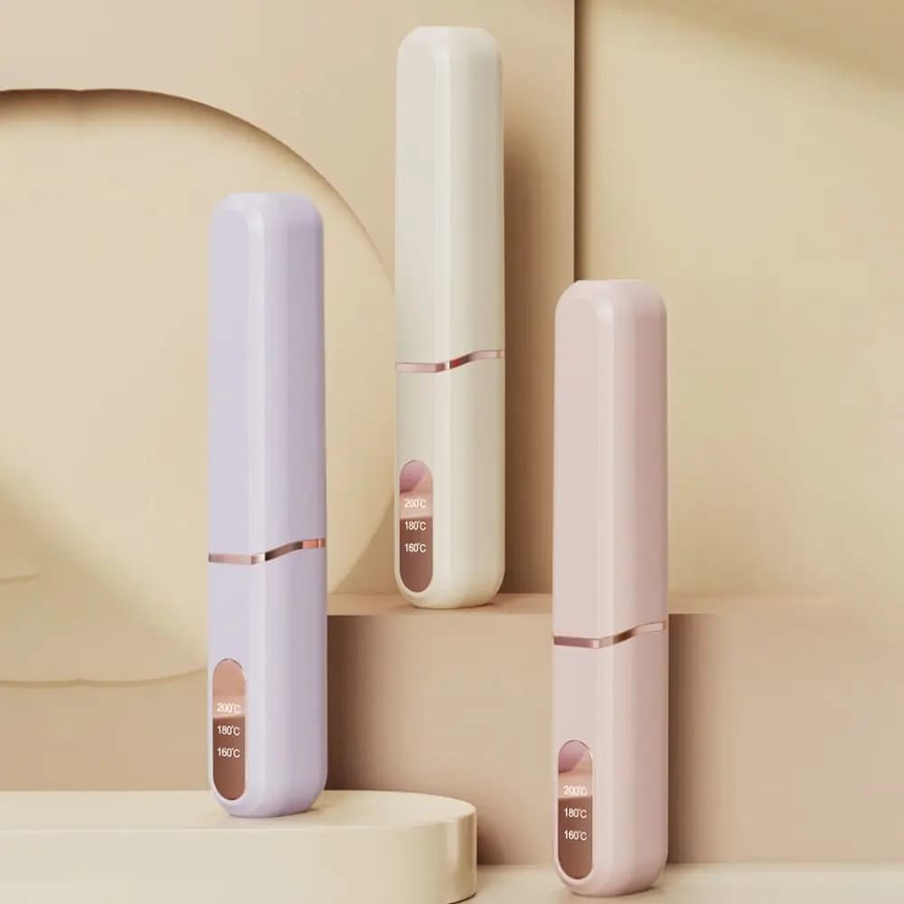 New Wireless Hair Straightener with Lid Type-C Straight Hair Comb Rechargeable 3 Temp Settings Straightening Comb